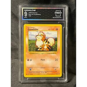 1999 Growlithe Shadowless #28 Pokémon Base Set ArenaClub Graded MINT 9